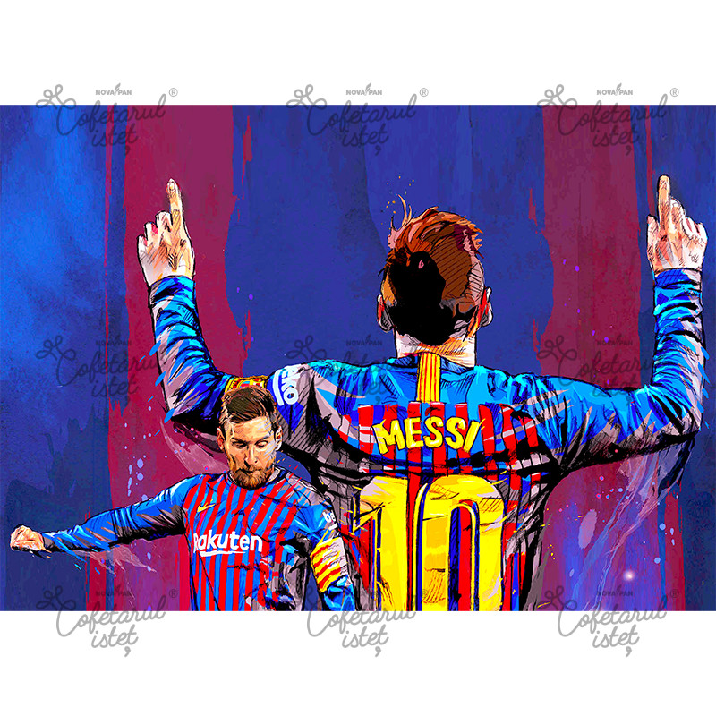 Pasta Zahar imprimata Fotbal Messi Model 1, A4 - Cofetarul Istet