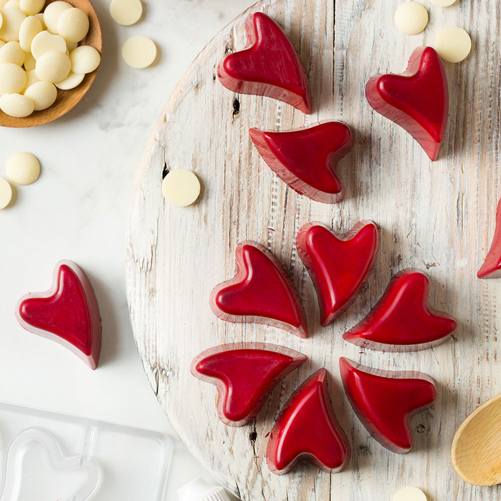 Matrita Policarbonat 12 Praline Ciocolata Floare Inima, 3 x 4 x H 2 cm, 20 x 12 x H 2 cm