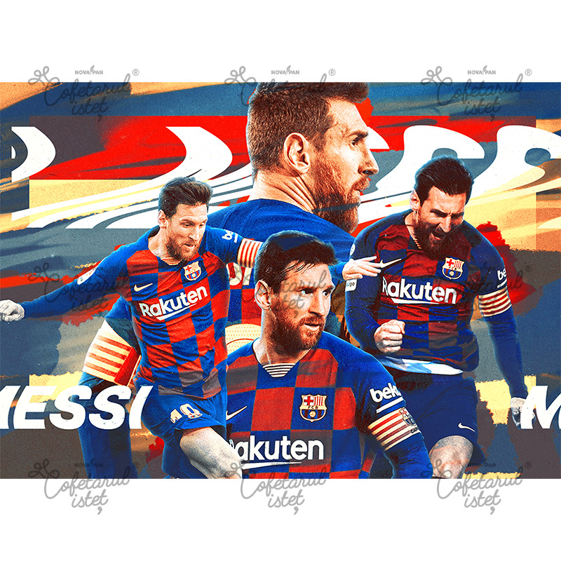 Pasta Zahar imprimata Fotbal Messi Model 4, A4 - Cofetarul Istet