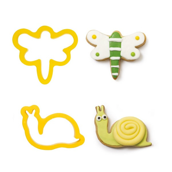 Libelula si Melc - Decupatoare Plastic Ø 9 x H 2.2 cm, Set 2 Buc