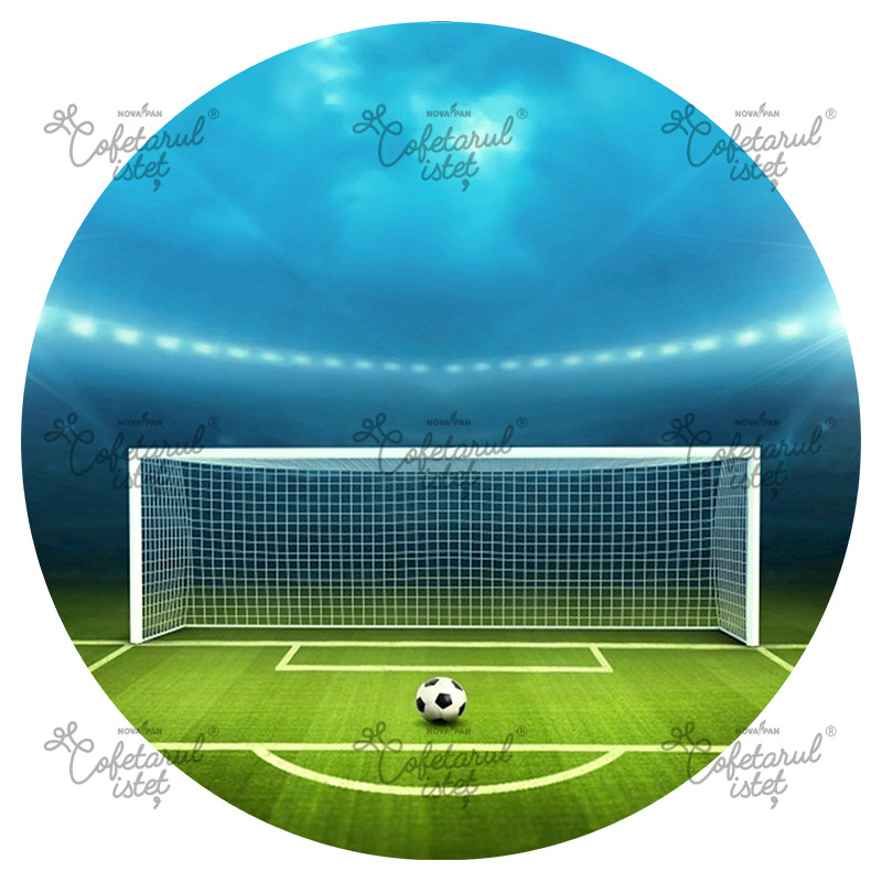 Pasta Zahar imprimata Teren Fotbal Model 1, Ø 20 cm - Cofetarul Istet