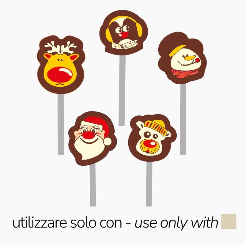 Folii Matrite Termoform. 5 Subiecte Craciun Lollipops H 5 cm + pungi + betisoare hartie, 200 buc