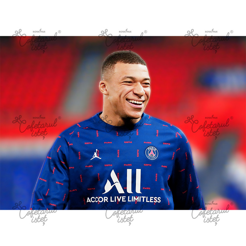 Pasta Zahar imprimata Fotbal Mbappe Model 2, A4 - Cofetarul Istet