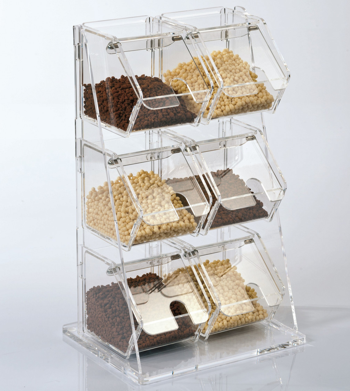 Dispenser Multiuz cu 6 Compartimente Extractibile, Plexiglas Transparent, 25 x 20 x H 40.5 cm
