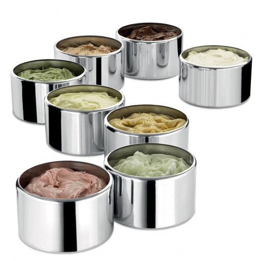 Комплект от 8 купички от неръждаема стомана, 3,7 л за сладко Gelato 4 Pozzetti