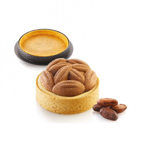Комплект Tarte Ø 7 см Какао, 8 микроперфорирани медни + силициеви форми 8 кухини