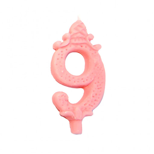 Свещ за торта H 8,5 cm, Фигура 9, Розова