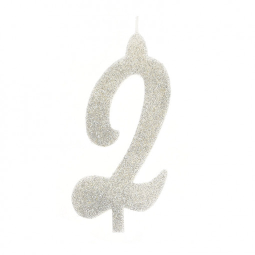 Свещ за торта XL H 12 cm, фигура 2, сребро