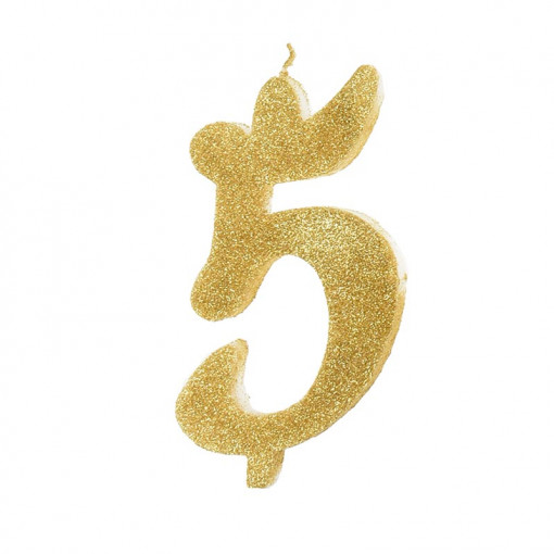 Свещ за торта XL H 12 cm, фигура 5, златиста