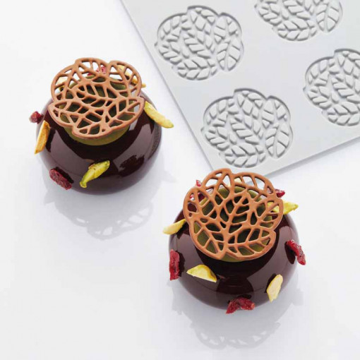 Силиконова форма PavoDecor Leaves Round Shape, 15 кухини Ø 5 x H 0,2 cm, 2,1 ml