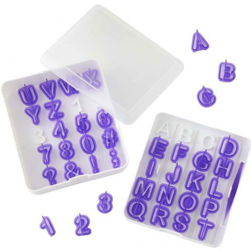 Alphabet, Digits and Symbols Ø 3 cm, Plastic, Box 40 pcs