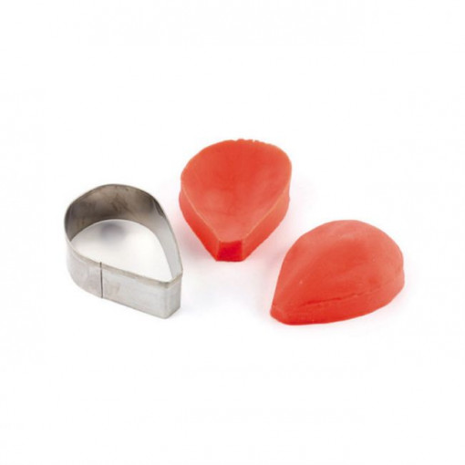 Bujor Petale - Decupator Inox si Mulaj Silicon 6.5 x 4.5 cm, Set 3 Buc
