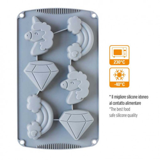 Forma Silicon Unicorn, Curcubeu, Diamant, 6 cavitati
