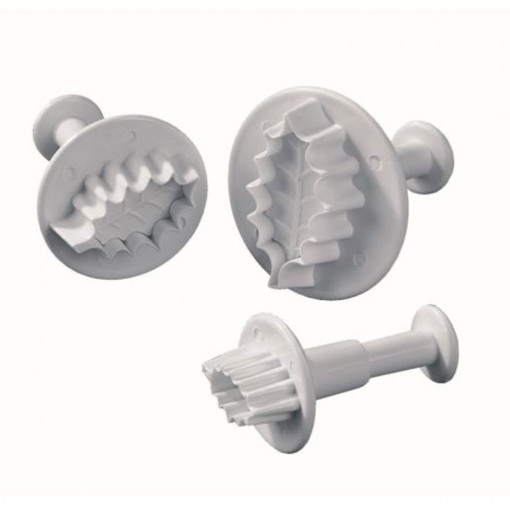 Frunze Ilex 1 Petal - Plastic Cutters with Extractor Ø 2, 3 and 3.5 cm, Set of 3 pcs