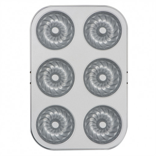 Gugelhupf Tray - 6 Cavitati Ø 7.5 x H 3.2 cm, Non-stick Metal