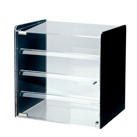 Neutra Bench Showcase with 4 Display Shelves, Plexiglas Transparent/Black, 42 x 31 x H 42.5 cm