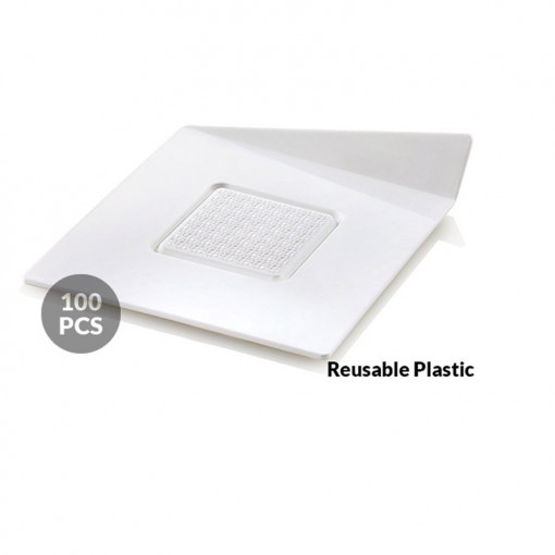 Plastic Presentation Monoportion Presentation Plastic Base, Square White, 8.3 x 8.3 cm, Set 100 pcs