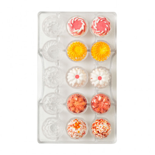 Polycarbonate Chocolate Summer Chocolate mould Ø 3 x H 2 cm, 15 Cavities, 20x12xH2cm