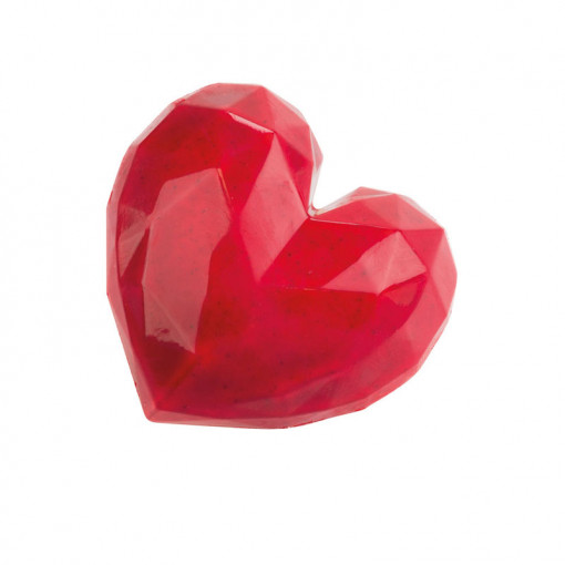 Polycarbonate mould 6 Chocolate Pralines Origami Heart, 7 x 6.6 x H 2 cm, 14 gr