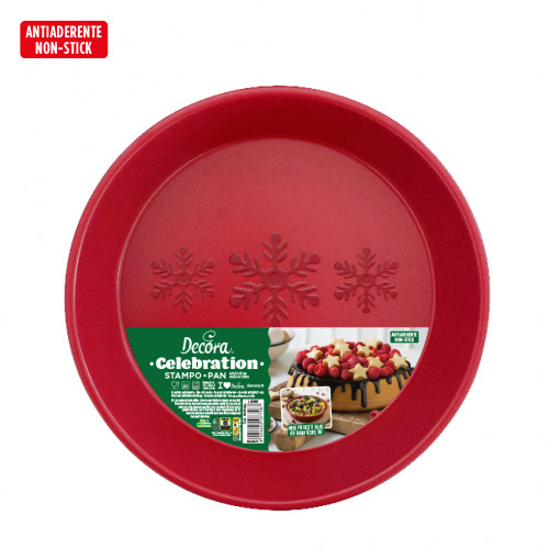 Round Round Tray with Evatised Edges, Ø 24.5 x H 5 cm, Non-stick Metal