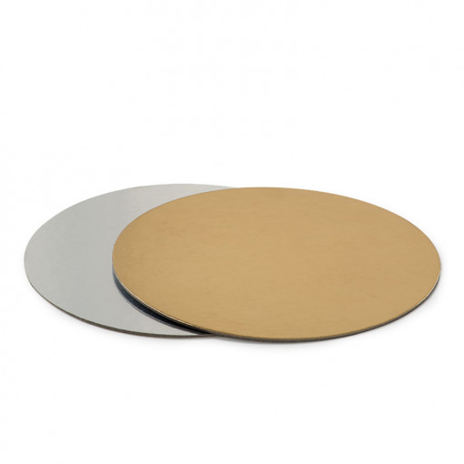 Set 100 Platouri Tort Rotunde 2 Fete, Auriu/Argintiu, Ø15xH0.1cm