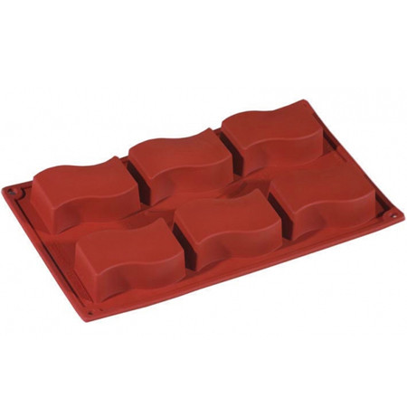 Silicon Rectangle Corrugated Rectangle Shape 8x4.5xh2.5cm, 6 cavities