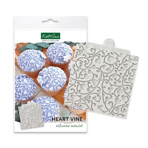 Silicone moulding lace texture with hearts, 10 x 10 cm