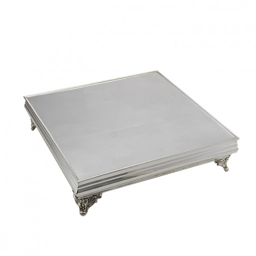 Silver Plated Brass Cake Stand Square, 70 x 70 x H 11.5 cm, Cardinal Style