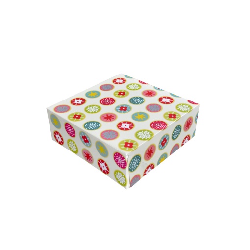 Square Desert Box, Cardboard Kaleidoscope Design 22 x 22 x H 8 cm