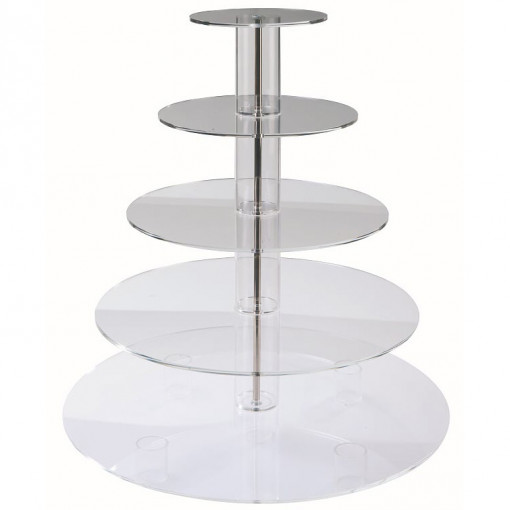Suport Bufet 5 Etaje, Plexiglas Transparent, Ø 50 x H 53 cm
