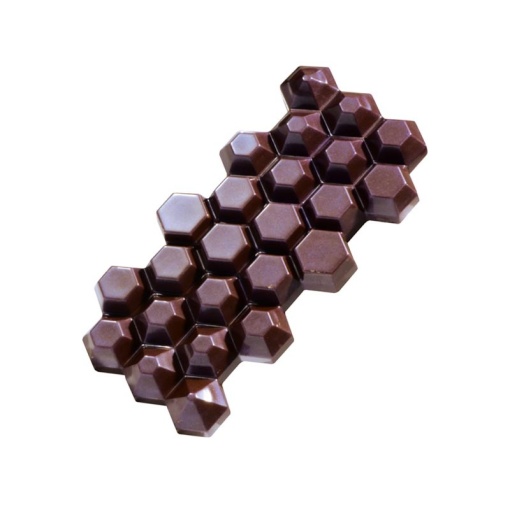 Tablete Ciocolata 14 x 6.85 x H 1.35 cm - Matrita Policarbonat Hexagon, 3 cavitati, 100 gr