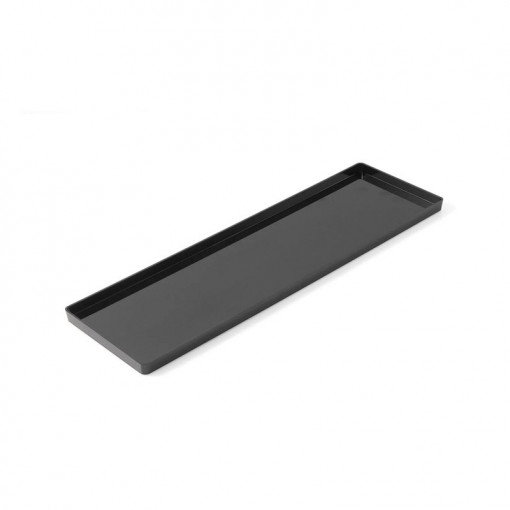 Tálca Egyenes élek, Fekete plexi, 39,55 x 11,9 x H 1,25 cm - 2 db-os készlet