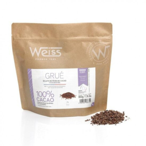 Toasted Cocoa Nibs - Decor or Filling, Cacao Nibs Ready To Use, Weiss, 800 gr