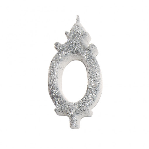 Свещ за торта H 8,5 cm, фигура 0, сребро