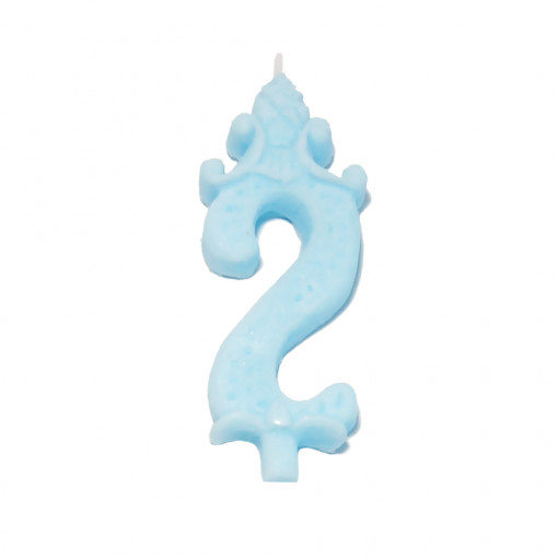 Свещ за торта H 8,5 cm, фигура 2, синя