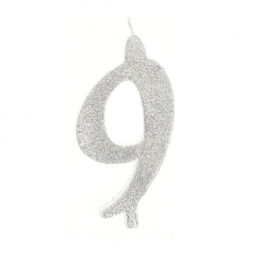 Свещ за торта XL H 12 cm, фигура 9, сребро