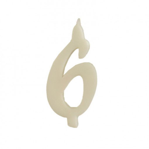 Свещ за торта XL H 12 cm, цифри 6, бяла