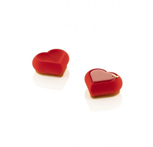 Силиконова форма Сърце 7,8 x 7 x H 3 cm, 6 кухини x 85 ml + резец