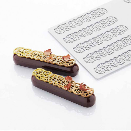 Силиконова форма PavoDecor Листа с продълговата форма, 10 кухини, 12 x 2,6 x H 0,2 cm, 3,4 ml