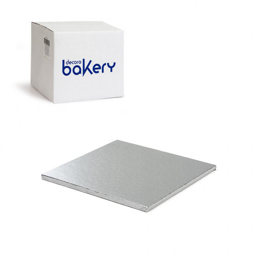 10 db-os ezüst négyzet alakú tortalap készlet, 25 x 25 x H 1,2 cm