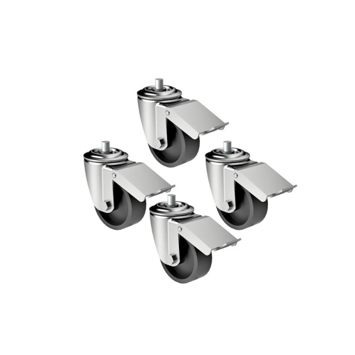 4 Swivel castor wheels with brakes, stainless steel, model KRPAB90