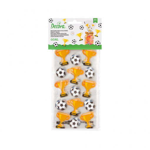 Bags S with Base, Cellophane with Football Pattern, 12.5 x 3 x H 24 cm, Set 20 pcs