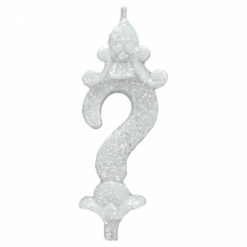 Cake Candle H 8.5 cm, Question Mark, Silver