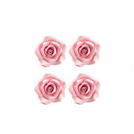 Cukros dekor - Rózsaszín rózsák R 3.5cm, 30 darab