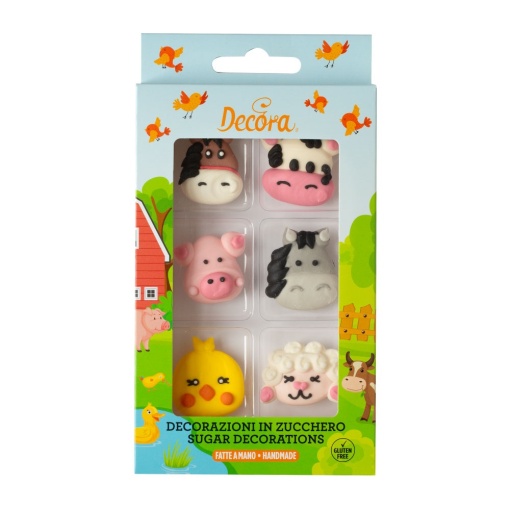 Decor Sugar - Farm Animals R 4 cm, 6 patterns, 6 pcs