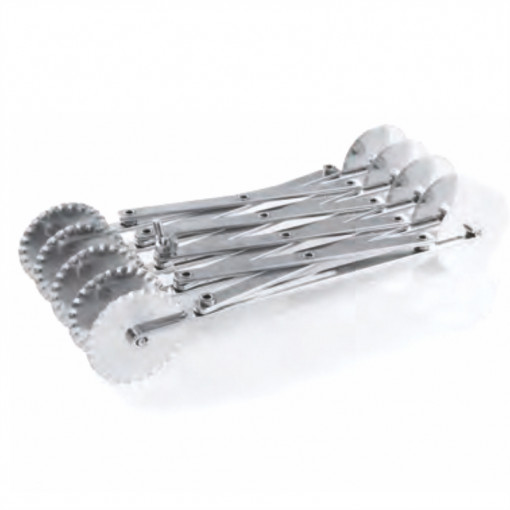 Extendable Stainless Steel Knife with Circular Blades, 5 Smooth and 5 Scalloped
