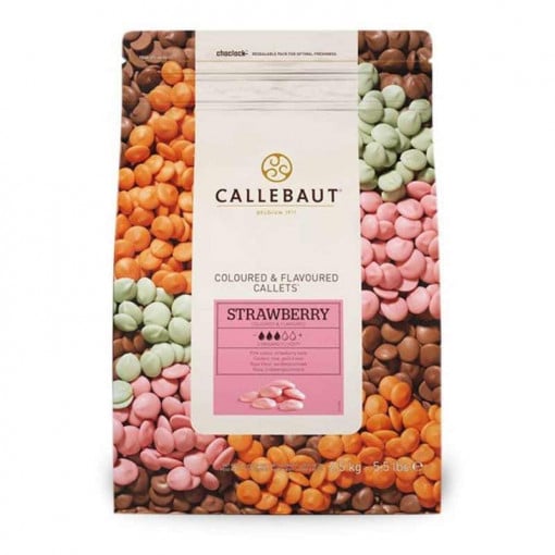 Fehér csokoládé eper ízesítésű cseppek 30% Barry Callebaut, 2,5 kg
