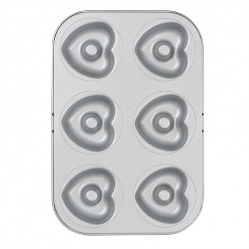 Heart Model Tray - 6 cavities Ø 7.5 x H 2.3 cm, Non-stick Metal