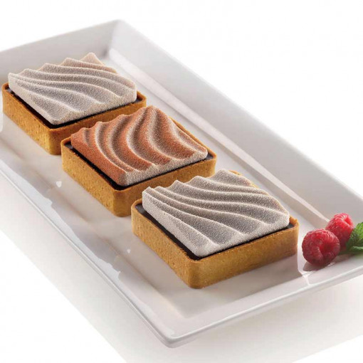 Homoktorta készlet 8 x 8 x H 2 cm, 6 mikroperforált réz + szilikon forma 6 üreggel