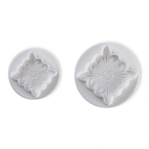 Lace or Square Decor Ø 4.5 and 6 cm - Plastic Cutters with Puller, Set 2 pcs - Img 1